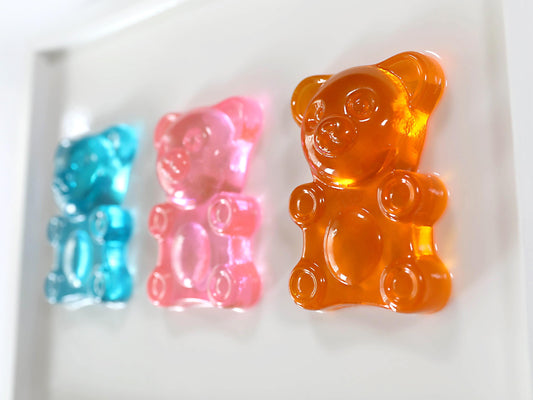 Gummy Bear Art - Vibrant Handmade Wall Art for Kid's Spaces - Ideal Gift for New Parents or Nursery Decor