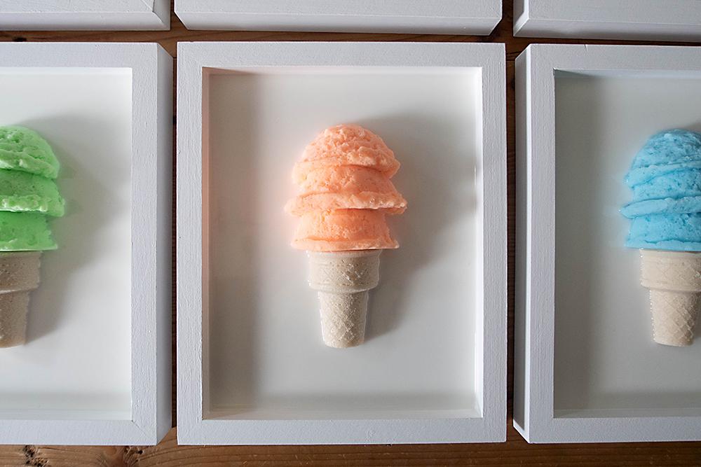 3D Ice Cream Art, Vibrant Crowned Kids Room Decor, Playroom Accent Gift for Child’s Birthday