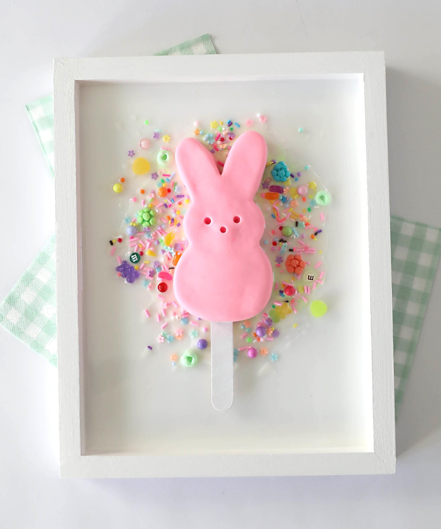 Pink Bunny Wall Art - Adorable Marshmallow Bunny Popsicle Wall Decor for Kids' Rooms, Fun Gift for Baby Showers & Nursery Decor