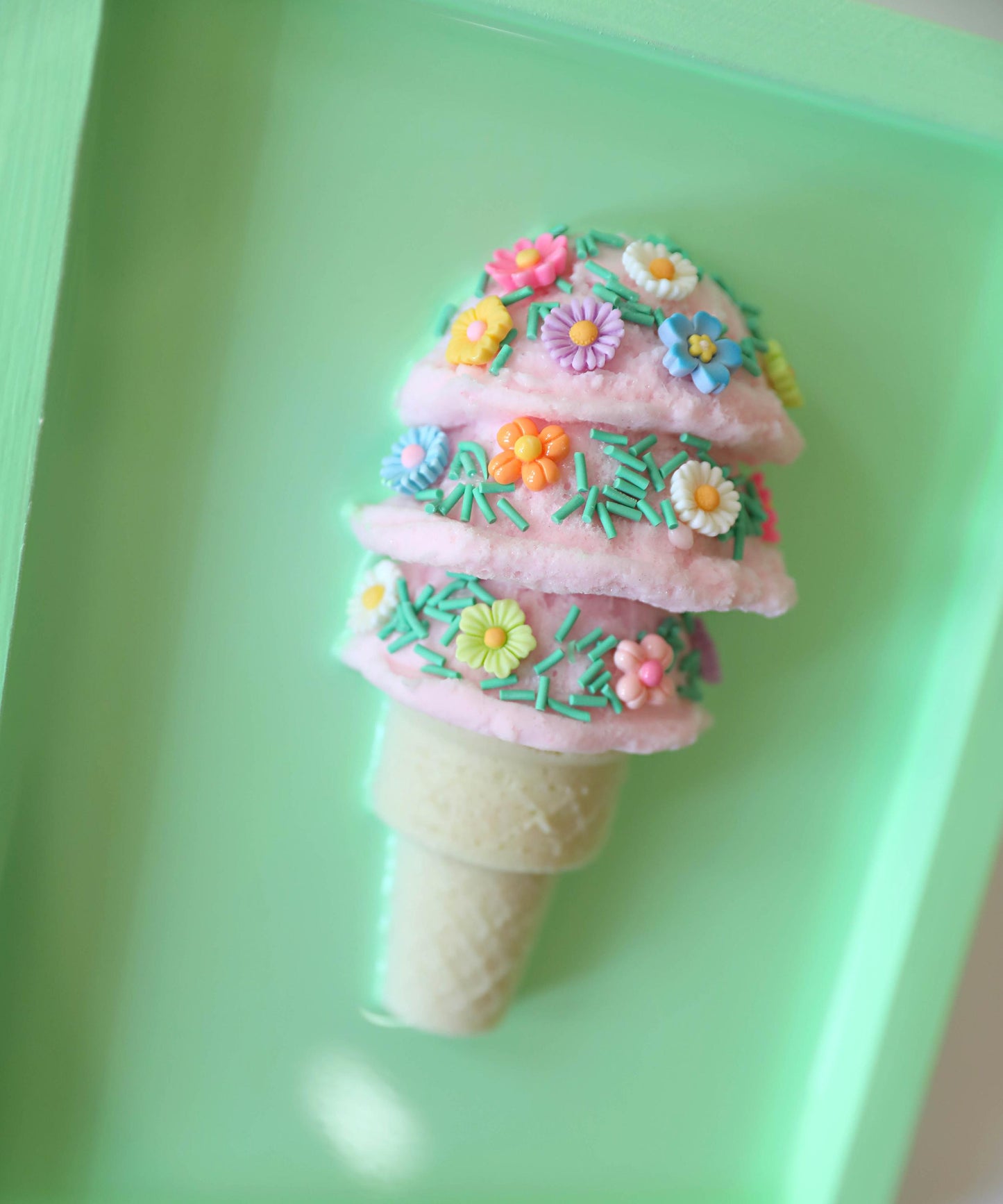 Floral Ice Cream Art Kids Room Decor, Colourful Crowned Playroom Accent, Perfect Birthday Gift for Children
