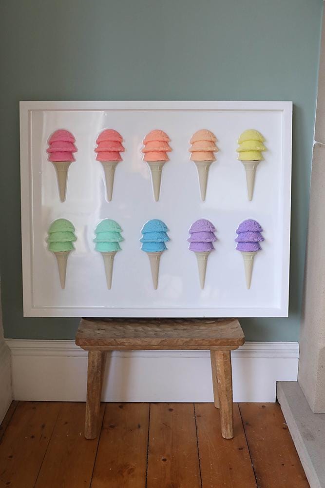 Vibrant Ice Cream Resin Wall Art : Rainbow Popsicle Sculpture, Modern Dessert Decor, Colorful Acrylic Artwork