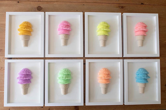 3D Ice Cream Art, Vibrant Crowned Kids Room Decor, Playroom Accent Gift for Child’s Birthday