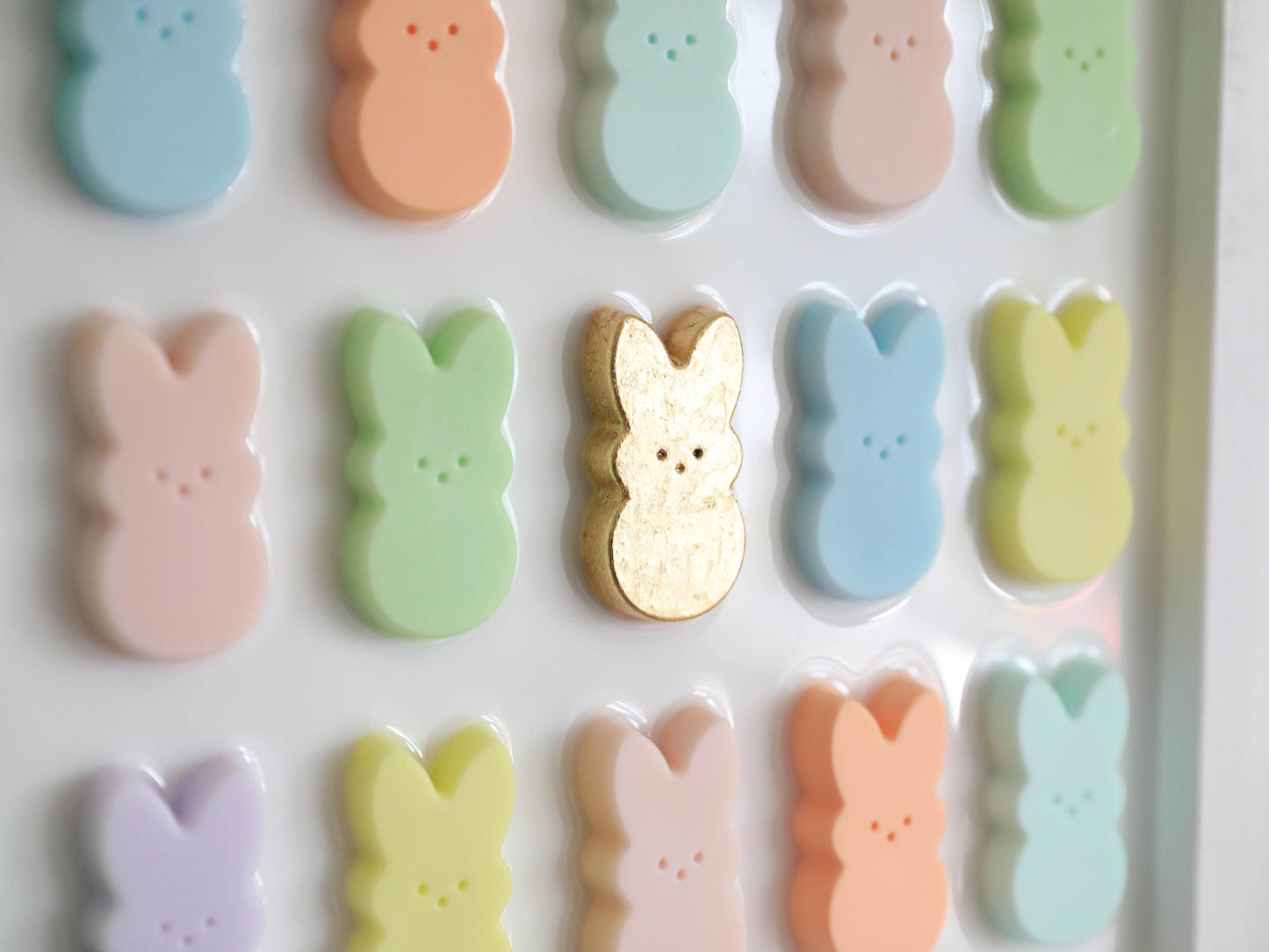 Handpainted Pastel Bunny Wall Art, Adorable Gold Leafed Decor for Play Areas, Memorable Housewarming Gift