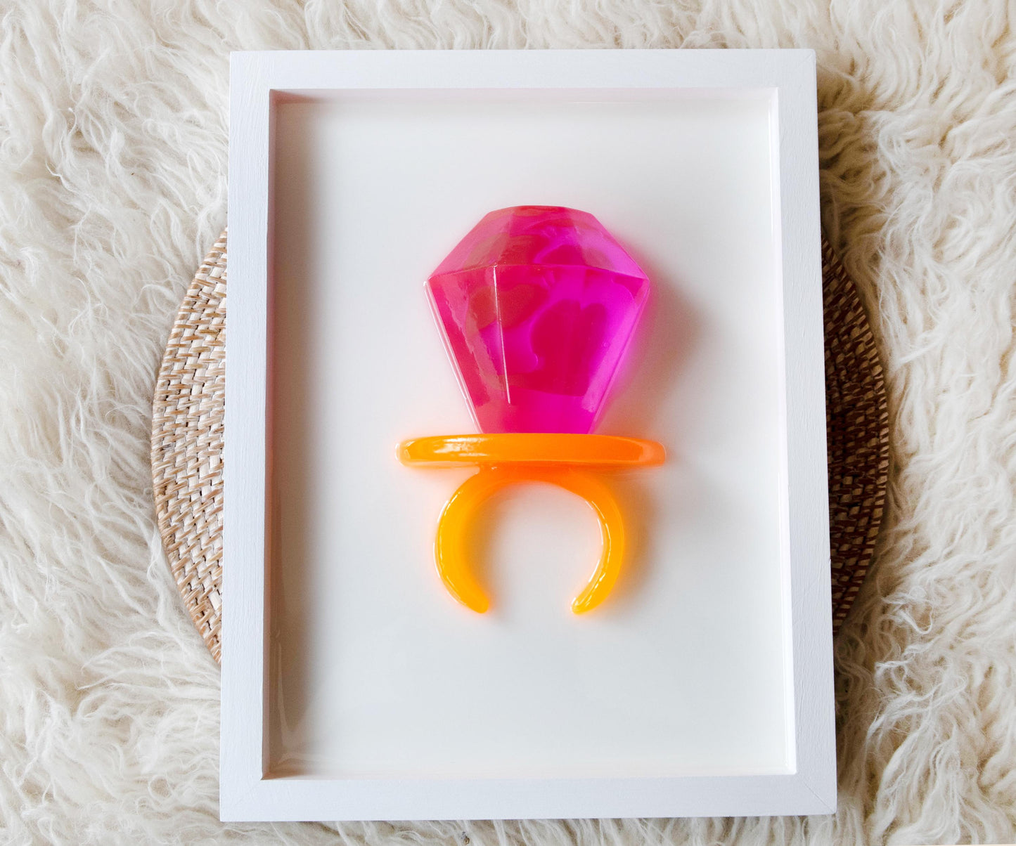 Pink Ring Pop Art, Original Handmade Wall Decor, Fun Kids Room Accent, Unique Birthday Present