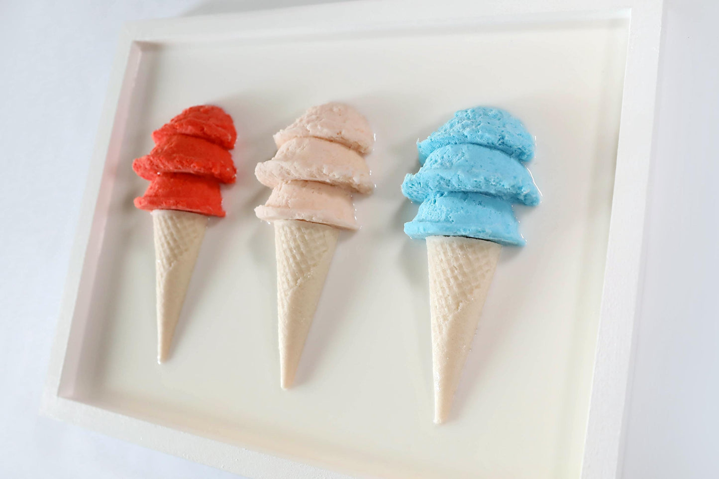 Vibrant Resin Ice Cream Artwork, Hand Crafted Resin Wall Art Collection