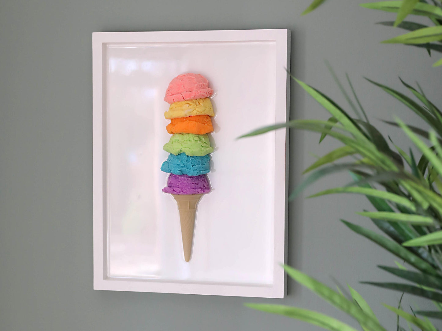 Multi Colour 6 Tier Resin Ice Cream Wall Art - Stunning Glitter-Embedded Artwork for Home Decor - Perfect Gift for Fun Spaces