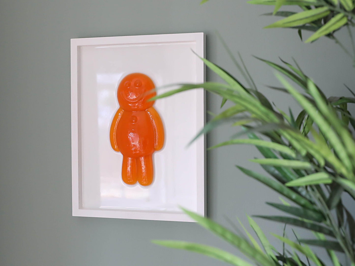 Resin Jelly Art Wall Decor, Vibrant Happy Orange Jelly Art for Kids Room, Unique Fun Gift for Birthdays or Playrooms