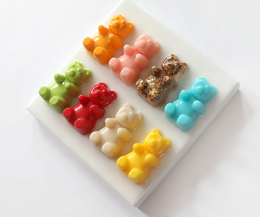 Vibrant Gummy Bears Art, Handmade 6-Inch Mini Candy Wall Art Brightening Fun Home Decor Gift