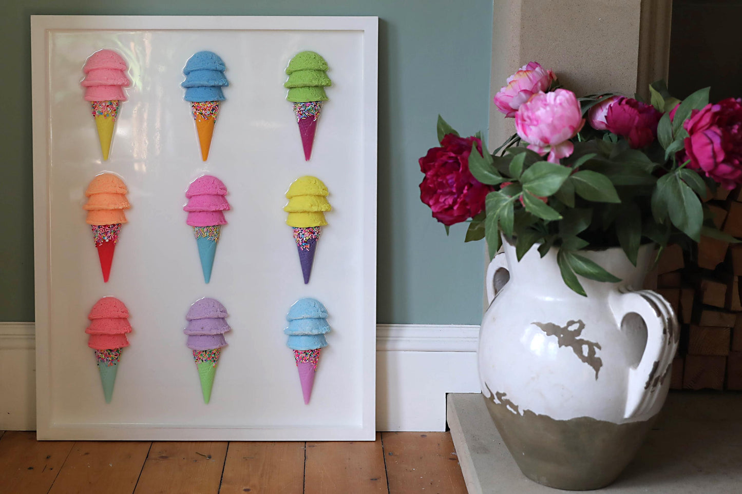 Ice Cream Pop Art Decor | Colourful Canvas Art Print for Sweet Treat Lovers & Perfect Birthday Gift