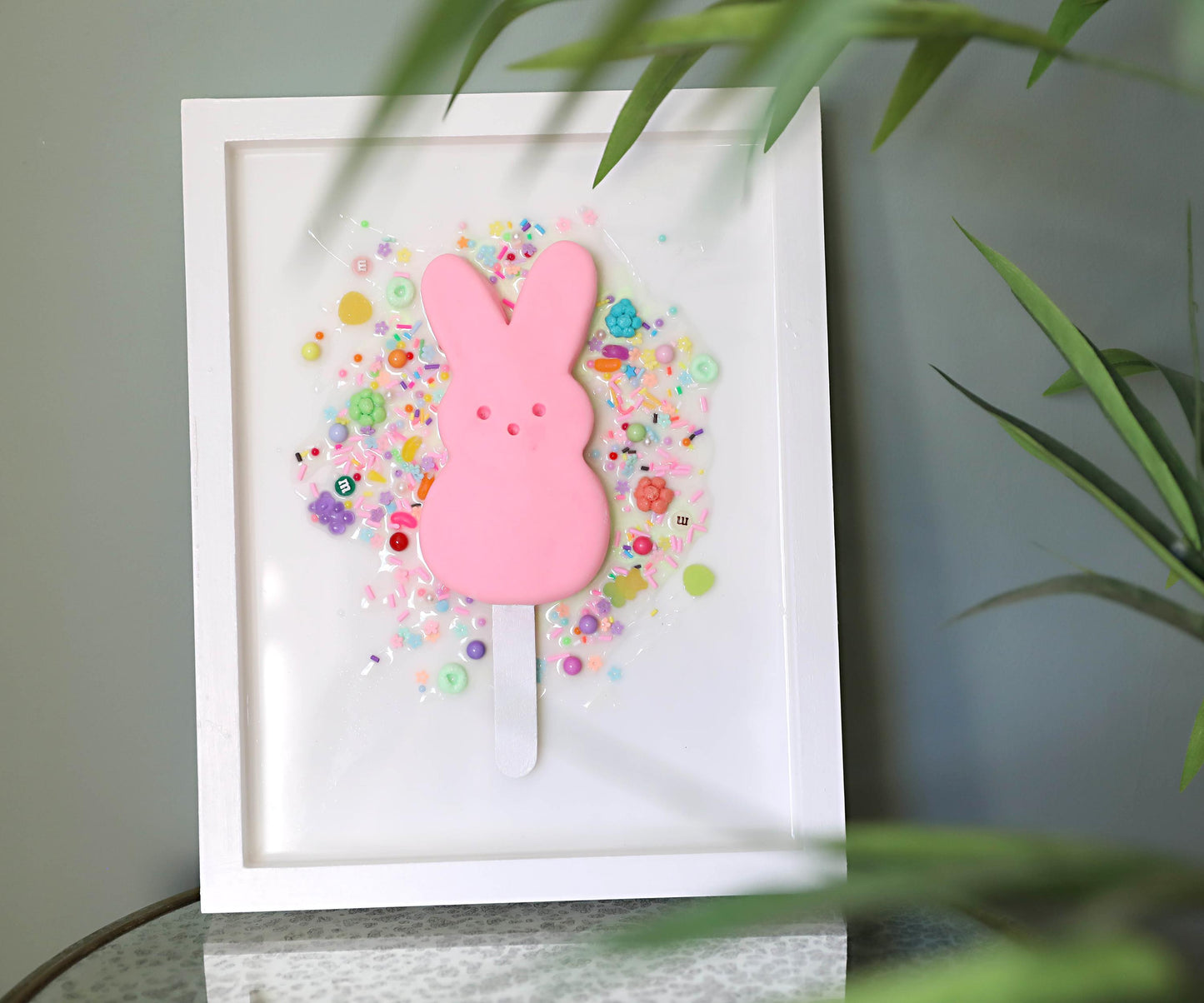 Pink Bunny Wall Art - Adorable Marshmallow Bunny Popsicle Wall Decor for Kids' Rooms, Fun Gift for Baby Showers & Nursery Decor