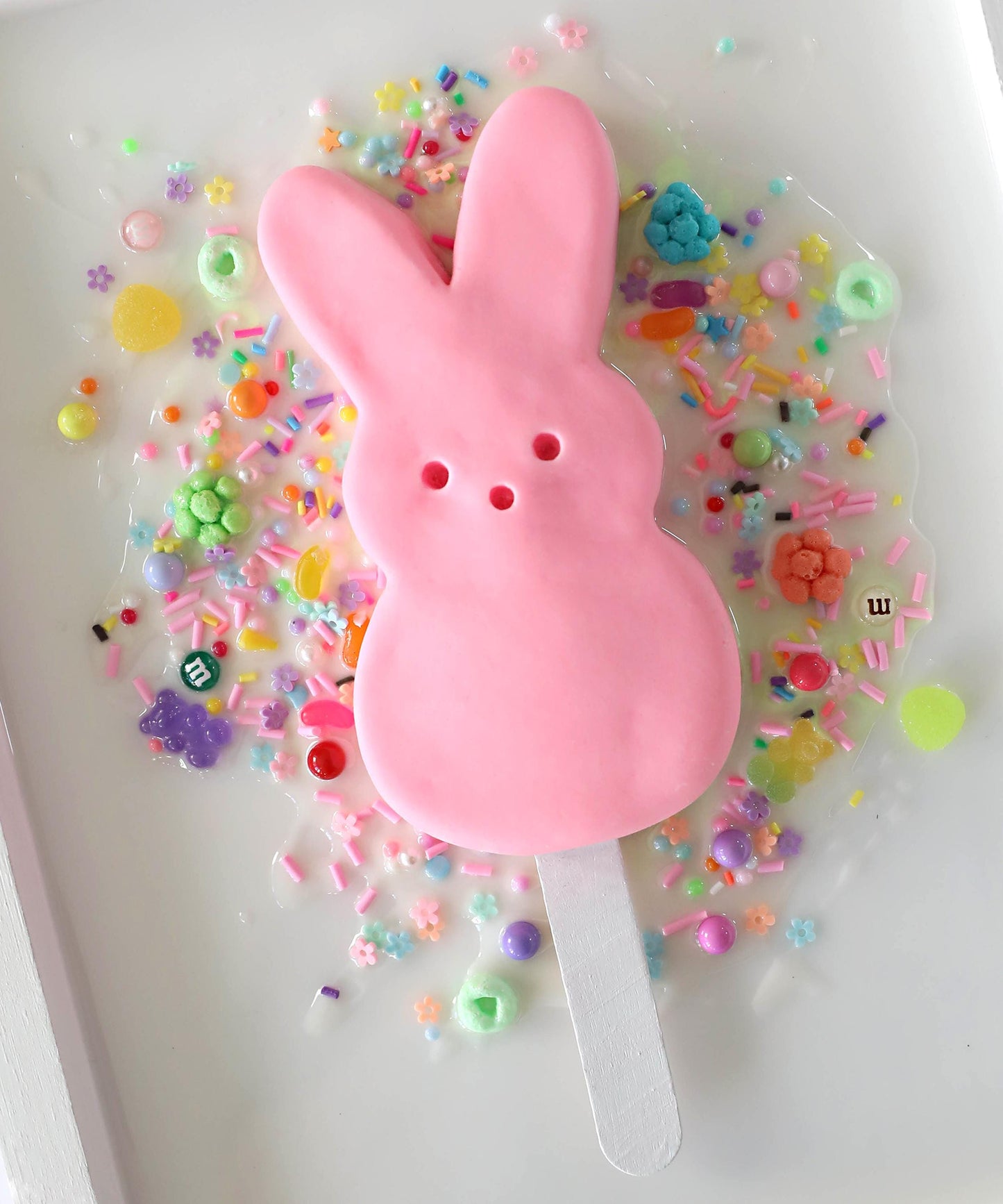 Pink Bunny Wall Art - Adorable Marshmallow Bunny Popsicle Wall Decor for Kids' Rooms, Fun Gift for Baby Showers & Nursery Decor