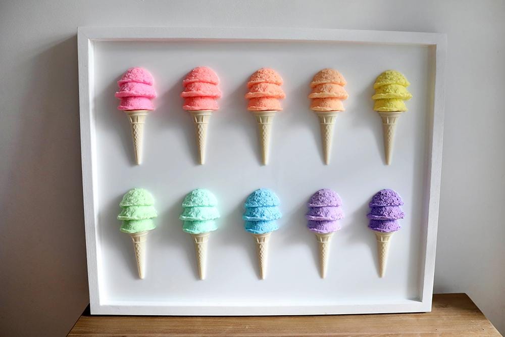 Vibrant Ice Cream Resin Wall Art : Rainbow Popsicle Sculpture, Modern Dessert Decor, Colorful Acrylic Artwork