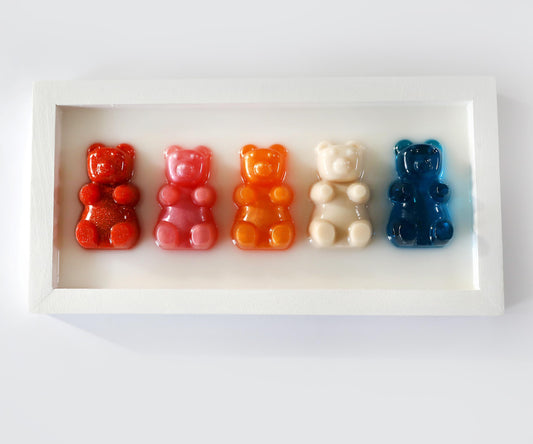 Boho Gummy Bear Art, Original 3D Resin Design, Whimsical Decoration for Kid's Spaces, Perfect Gift Idea