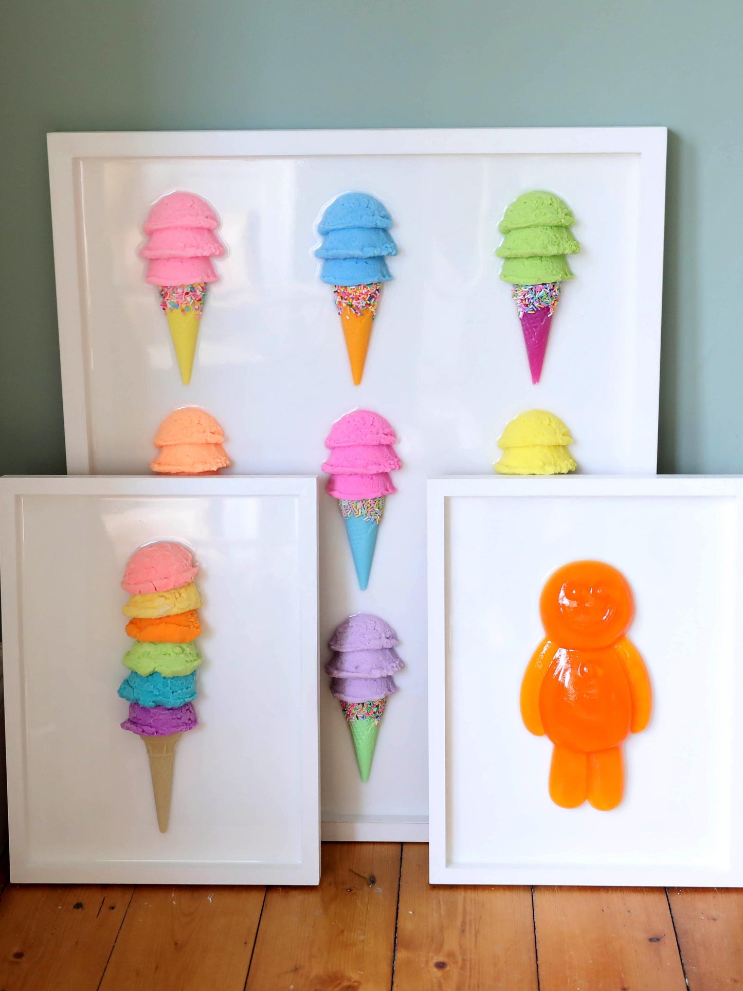 Resin Jelly Art Wall Decor, Vibrant Happy Orange Jelly Art for Kids Room, Unique Fun Gift for Birthdays or Playrooms