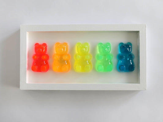 Gummy Bear Resin Art, Vibrant 3D Mini Collection for Playrooms, Unique Handmade Gift for Kids and Whimsical Decor Lovers