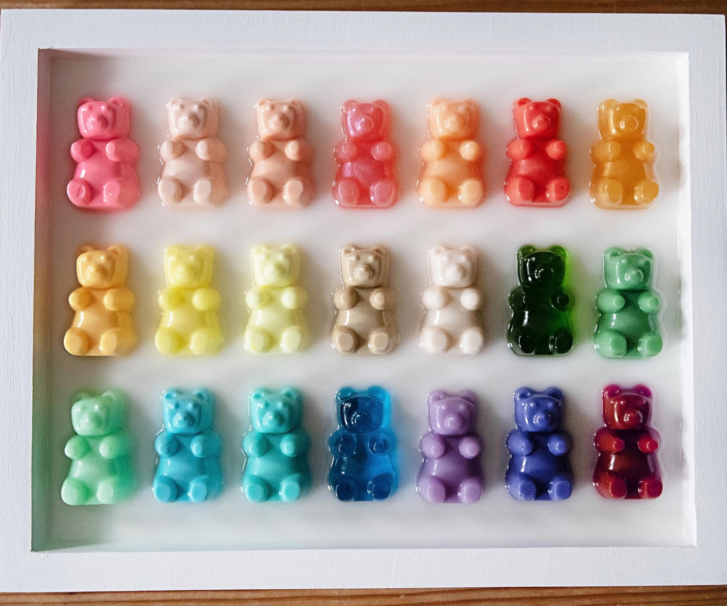 Resin Gummy Bears Art, Rainbow Handmade Wall Decor, Brighten Home Gift