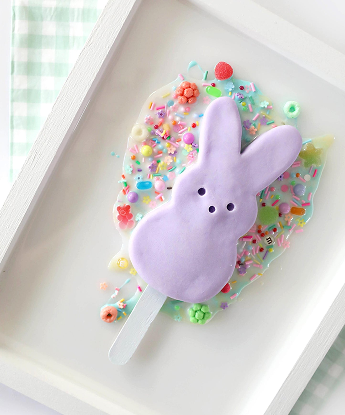 Pink Bunny Wall Art - Adorable Marshmallow Bunny Popsicle Wall Decor for Kids' Rooms, Fun Gift for Baby Showers & Nursery Decor