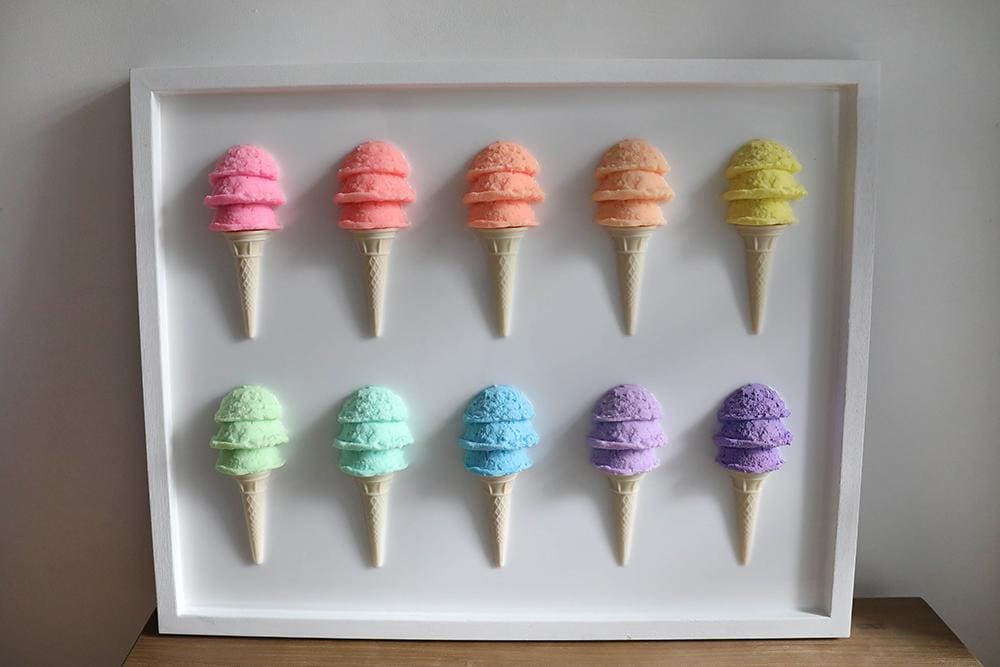 Vibrant Ice Cream Resin Wall Art : Rainbow Popsicle Sculpture, Modern Dessert Decor, Colorful Acrylic Artwork