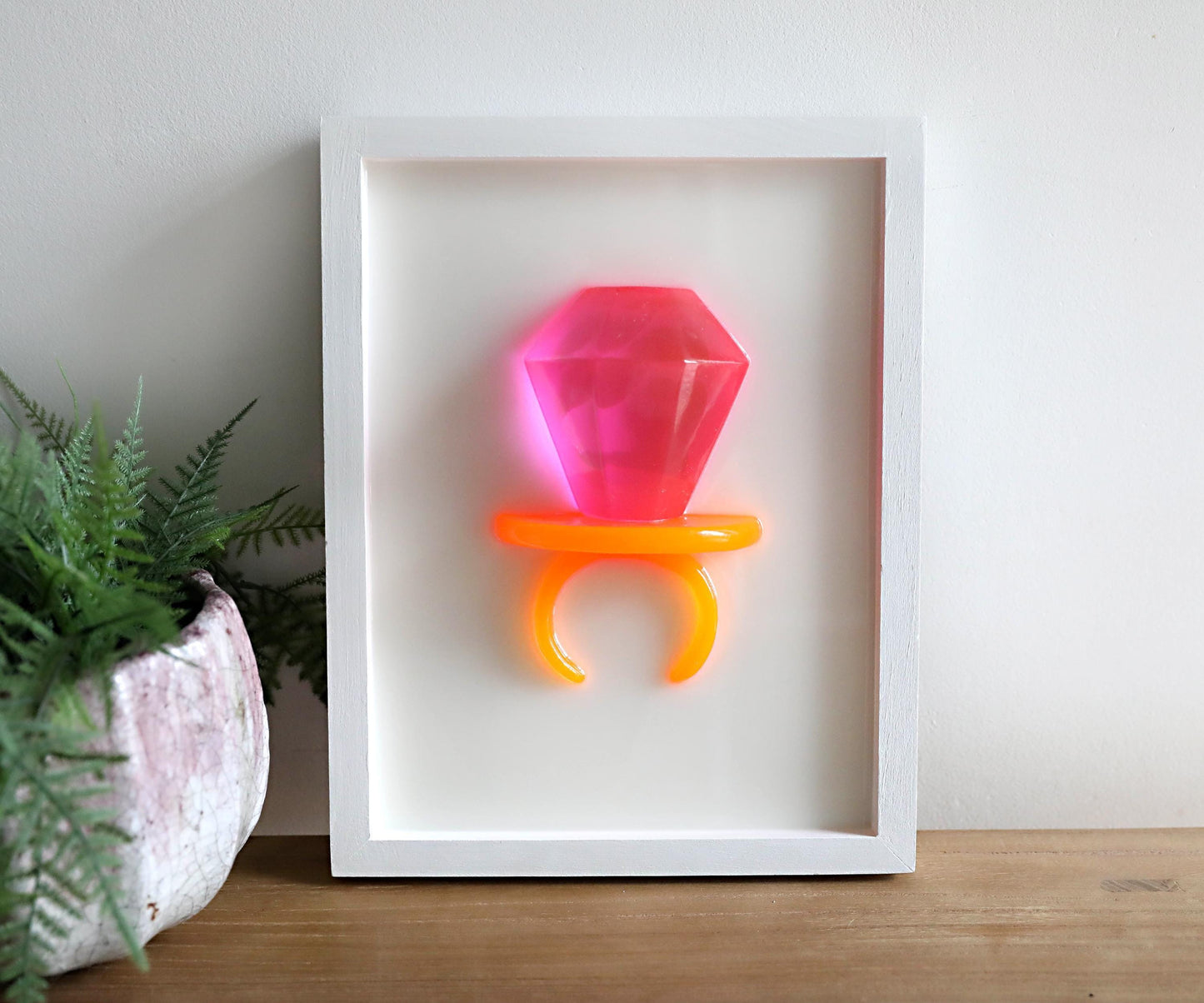 Pink Ring Pop Art, Original Handmade Wall Decor, Fun Kids Room Accent, Unique Birthday Present