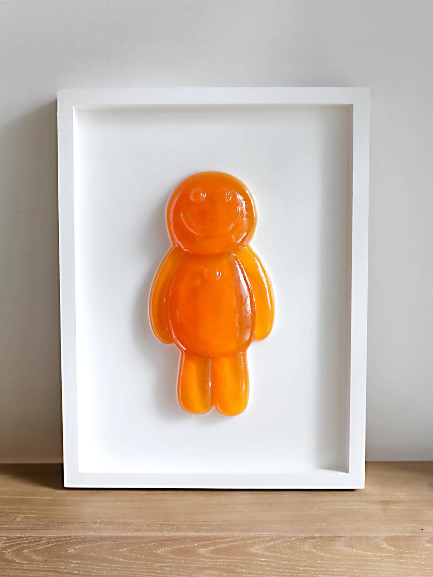 Resin Jelly Art Wall Decor, Vibrant Happy Orange Jelly Art for Kids Room, Unique Fun Gift for Birthdays or Playrooms