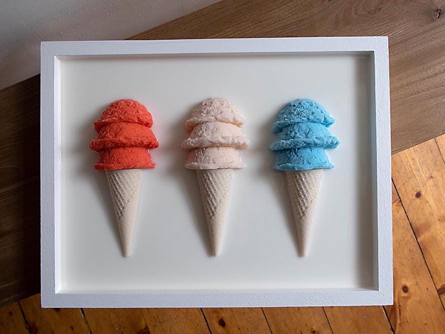 Vibrant Resin Ice Cream Artwork, Hand Crafted Resin Wall Art Collection