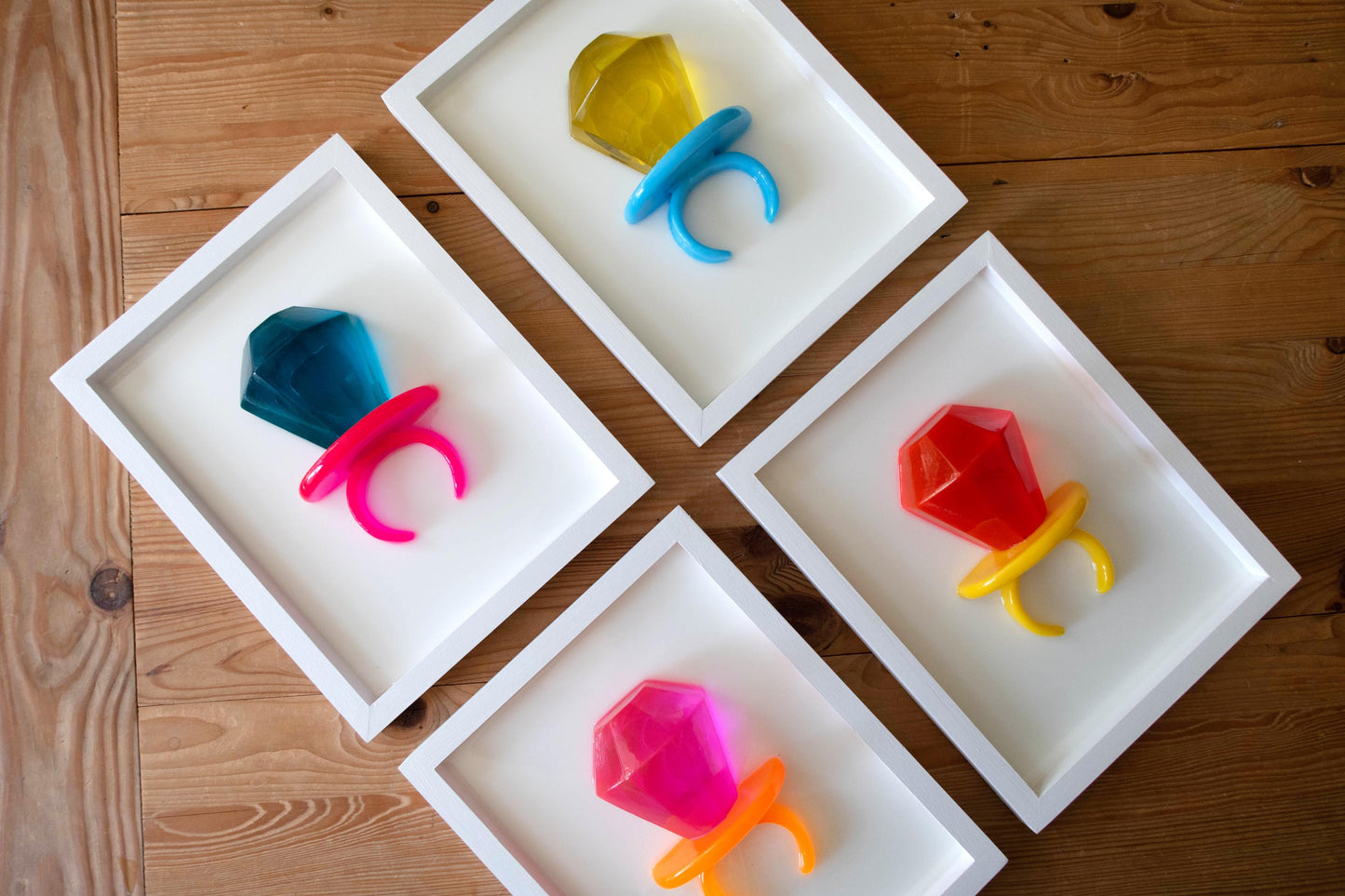 Pink Ring Pop Art, Original Handmade Wall Decor, Fun Kids Room Accent, Unique Birthday Present