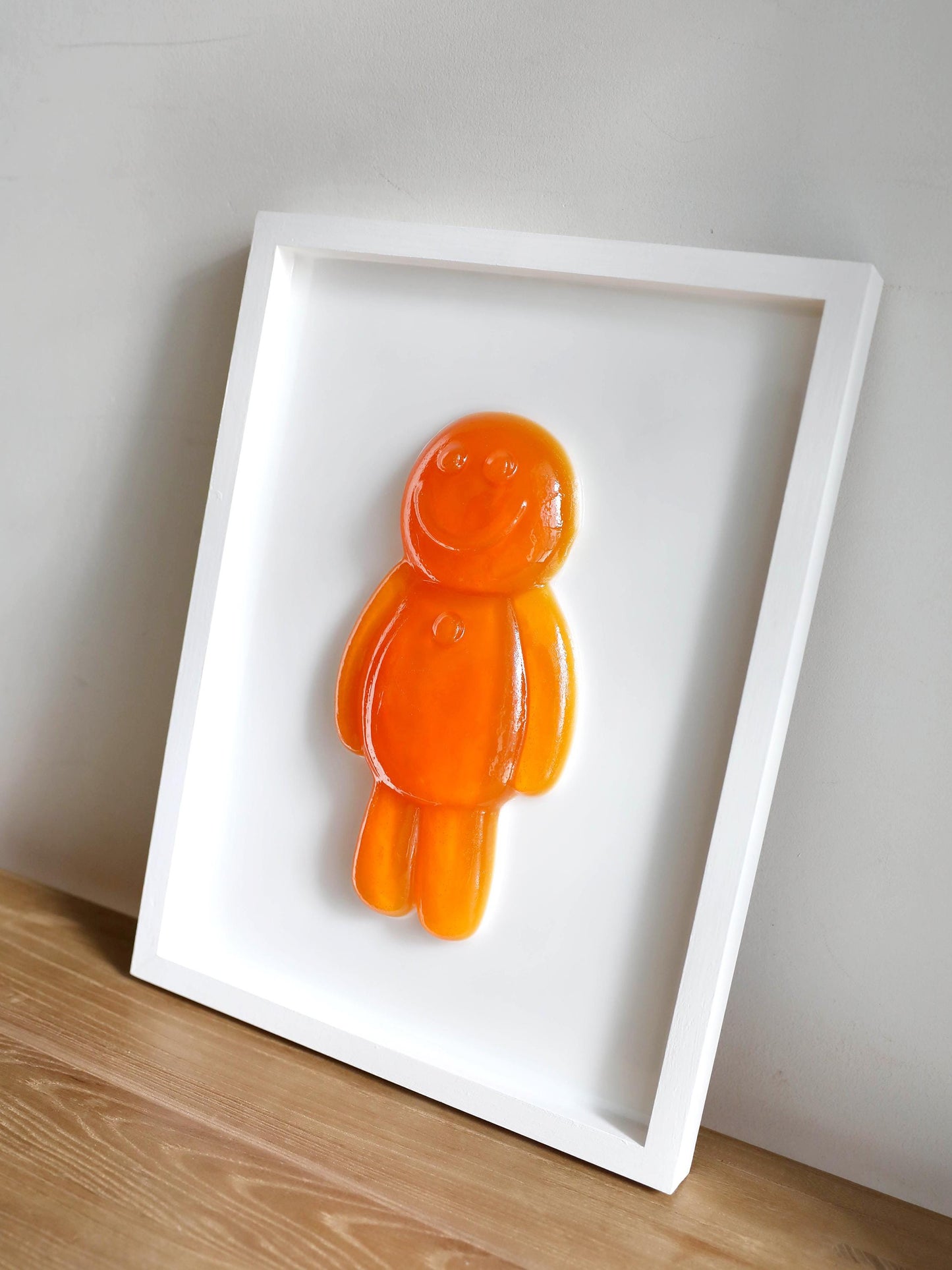 Resin Jelly Art Wall Decor, Vibrant Happy Orange Jelly Art for Kids Room, Unique Fun Gift for Birthdays or Playrooms