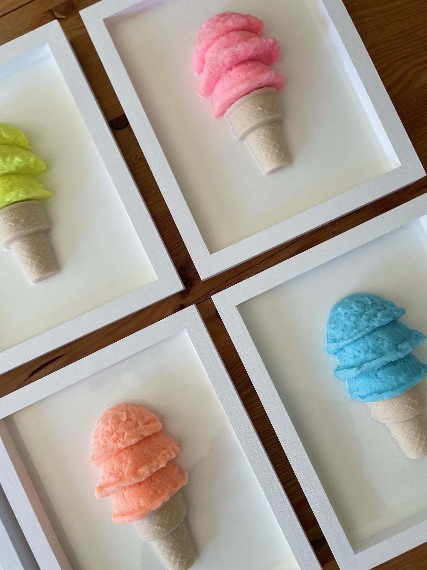 3D Ice Cream Art, Vibrant Crowned Kids Room Decor, Playroom Accent Gift for Child’s Birthday