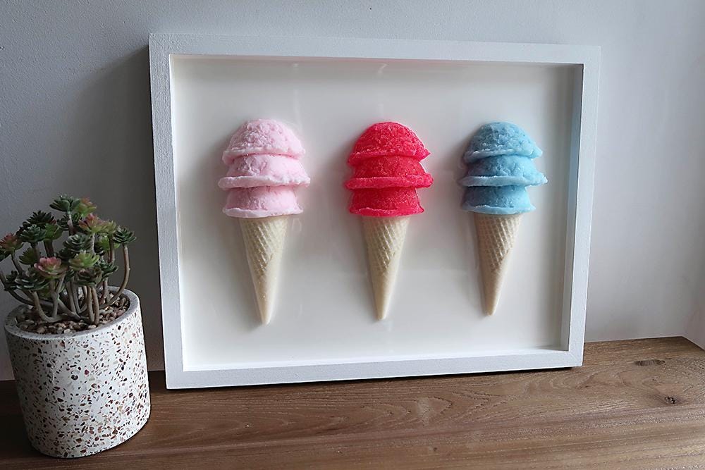 Charming Ice Cream Themed Framed Wall Artwork for Kid's Rooms
