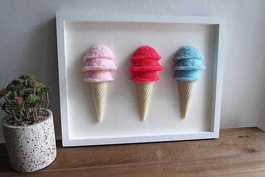 Charming Ice Cream Themed Framed Wall Artwork for Kid's Rooms