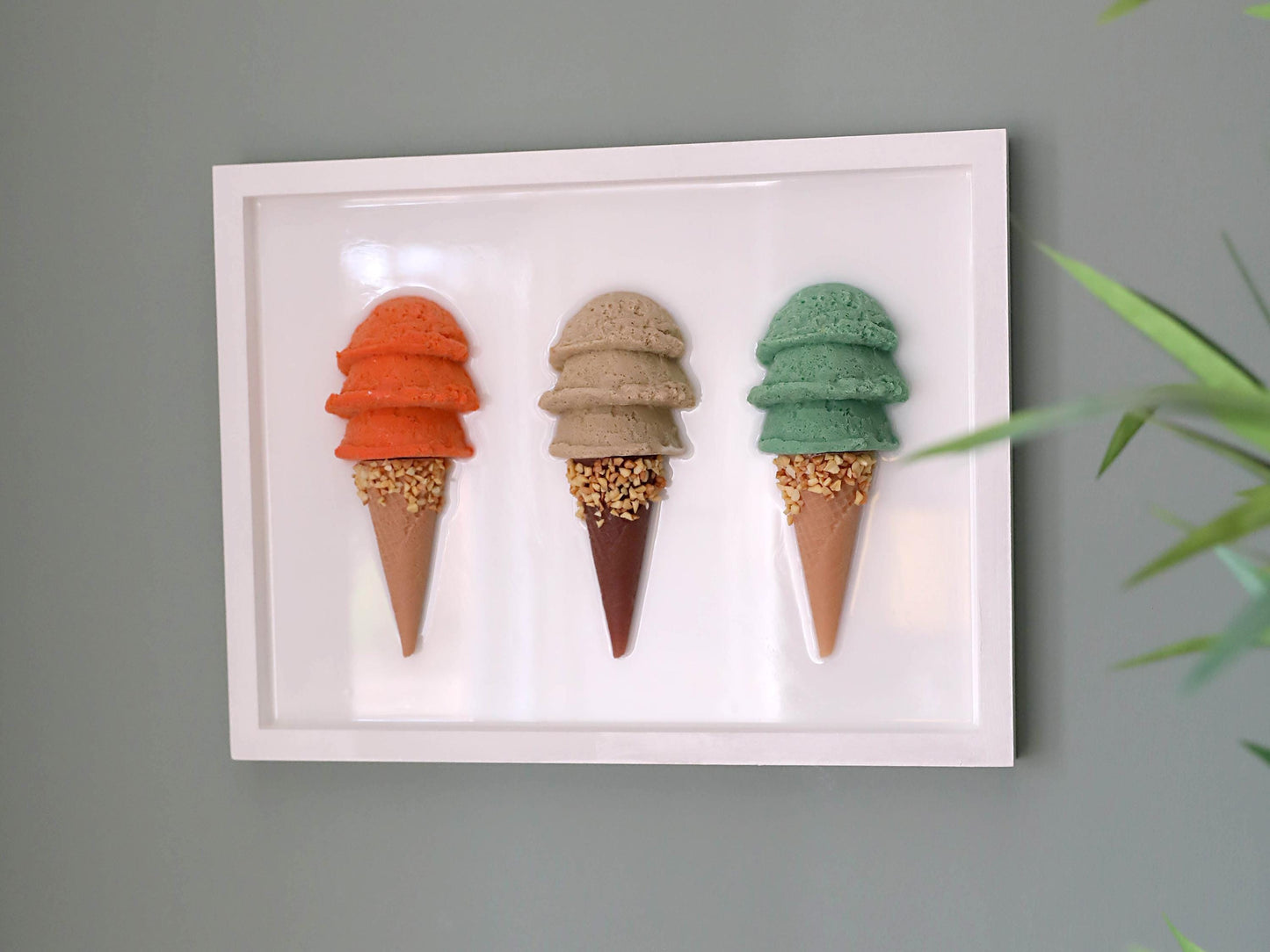 Whimsical Ice Cream Wall Art, Handcrafted Triple Scoop Decor, Sweet Touch for Dining Rooms, Ideal Birthday Gift