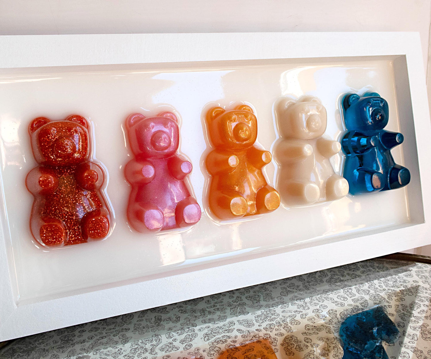 Boho Gummy Bear Art, Original 3D Resin Design, Whimsical Decoration for Kid's Spaces, Perfect Gift Idea