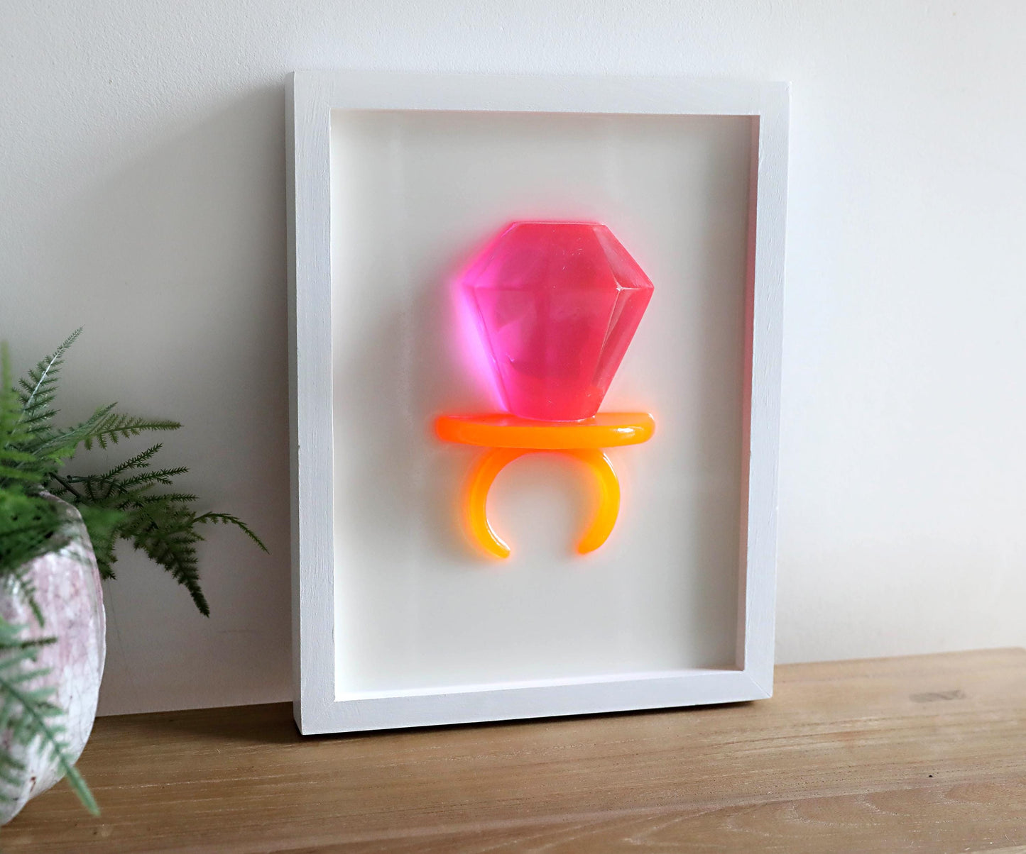 Pink Ring Pop Art, Original Handmade Wall Decor, Fun Kids Room Accent, Unique Birthday Present