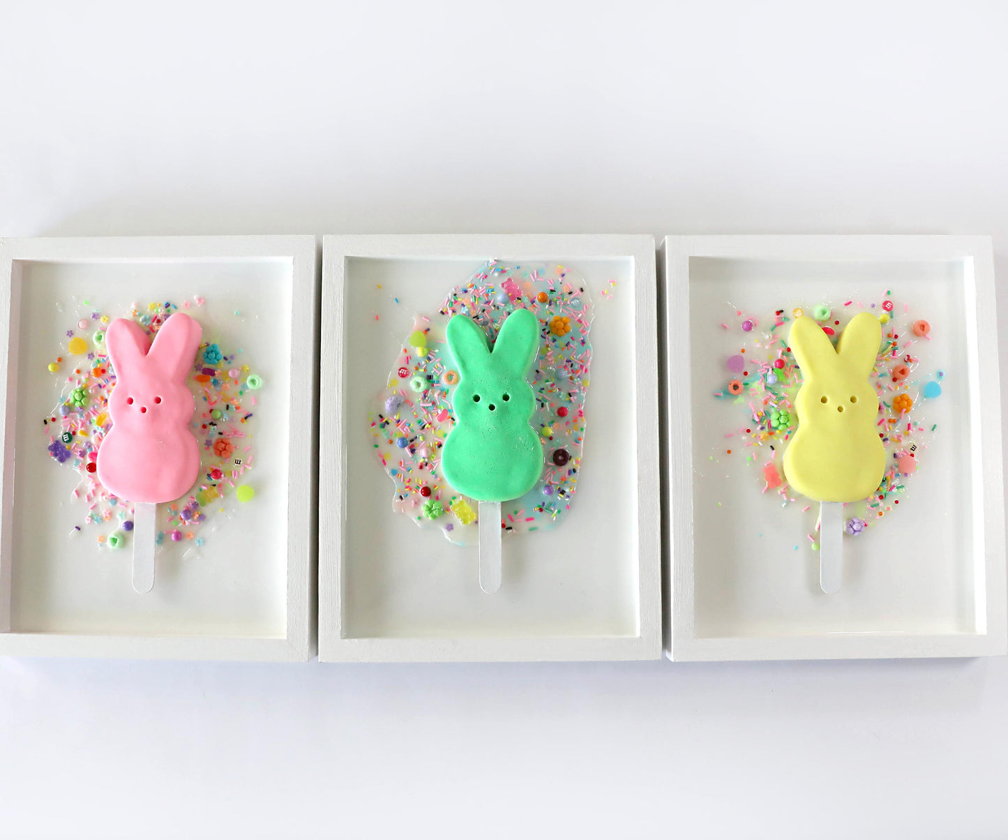 Pink Bunny Wall Art - Adorable Marshmallow Bunny Popsicle Wall Decor for Kids' Rooms, Fun Gift for Baby Showers & Nursery Decor