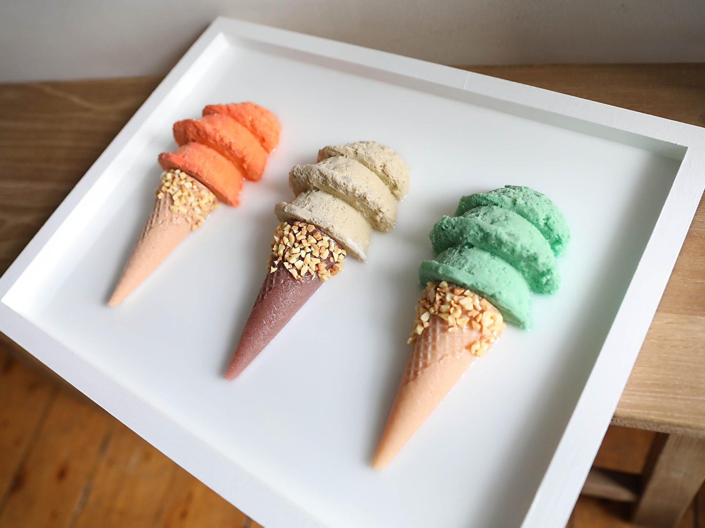 Whimsical Ice Cream Wall Art, Handcrafted Triple Scoop Decor, Sweet Touch for Dining Rooms, Ideal Birthday Gift