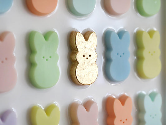 Handpainted Pastel Bunny Wall Art, Adorable Gold Leafed Decor for Play Areas, Memorable Housewarming Gift