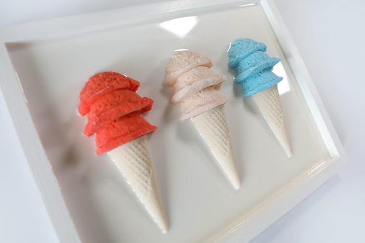 Vibrant Resin Ice Cream Artwork, Hand Crafted Resin Wall Art Collection