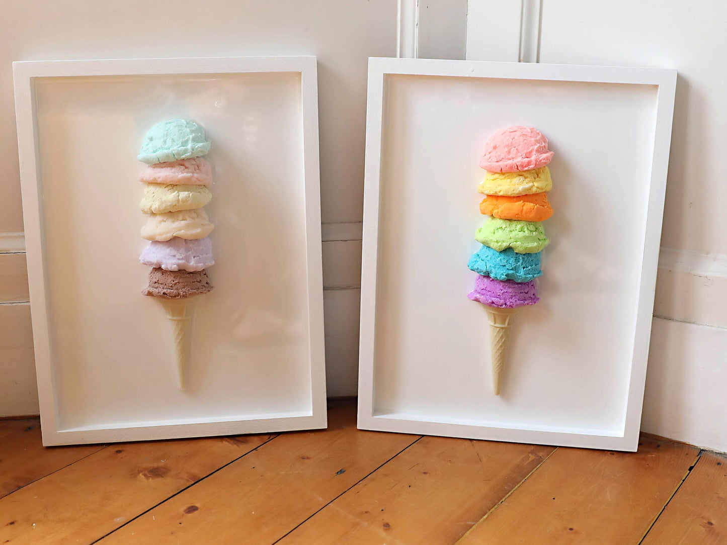 Multi Colour 6 Tier Resin Ice Cream Wall Art - Stunning Glitter-Embedded Artwork for Home Decor - Perfect Gift for Fun Spaces