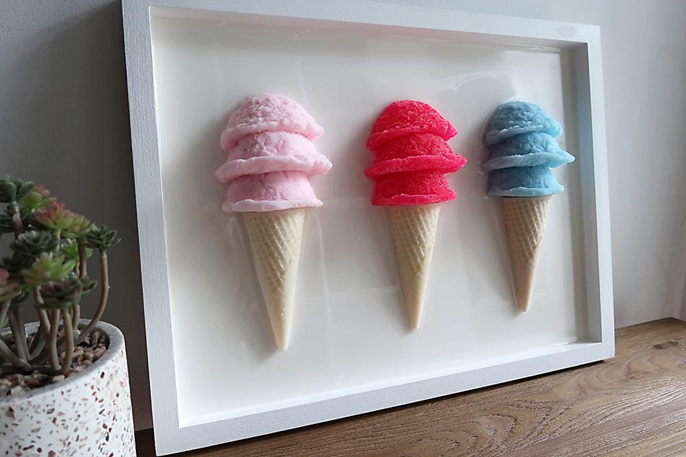 Charming Ice Cream Themed Framed Wall Artwork for Kid's Rooms