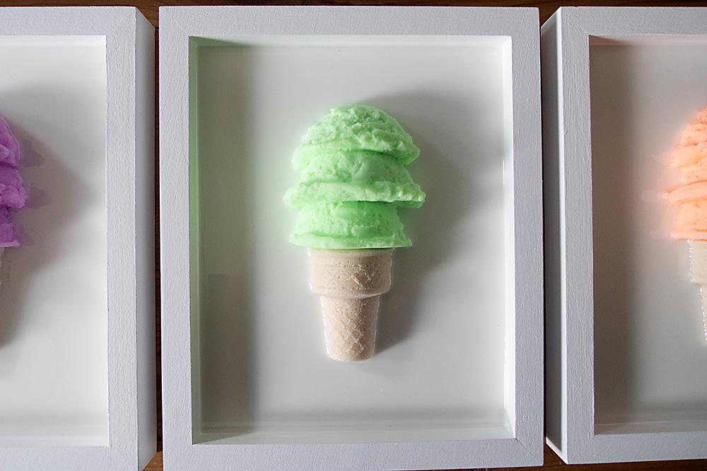 3D Ice Cream Art, Vibrant Crowned Kids Room Decor, Playroom Accent Gift for Child’s Birthday