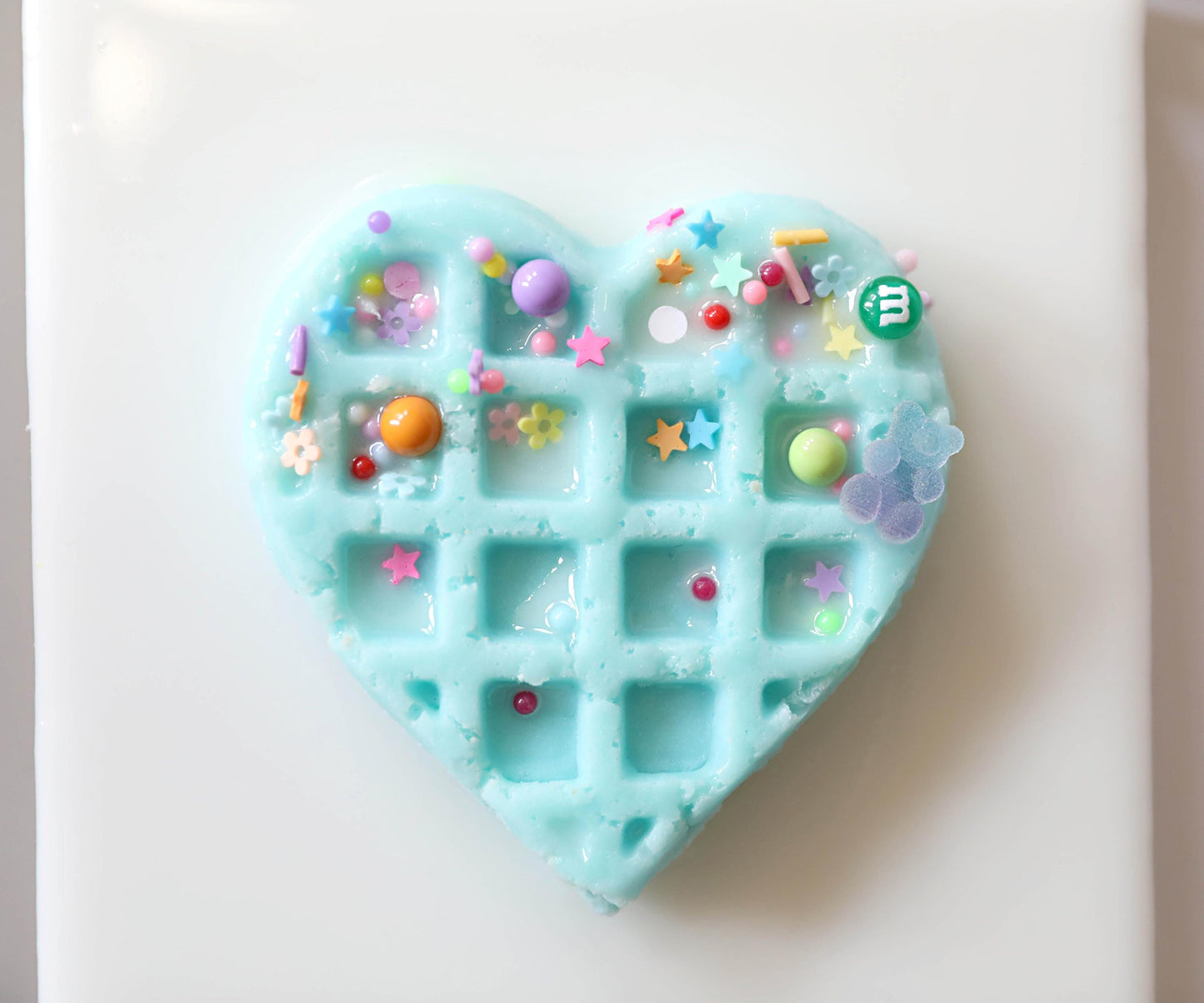 Heart Waffle Art , Cute Resin Wall Decor with Candy & Sprinkles, Adorable Kitchen Accent, Perfect Sweet Treat Gift