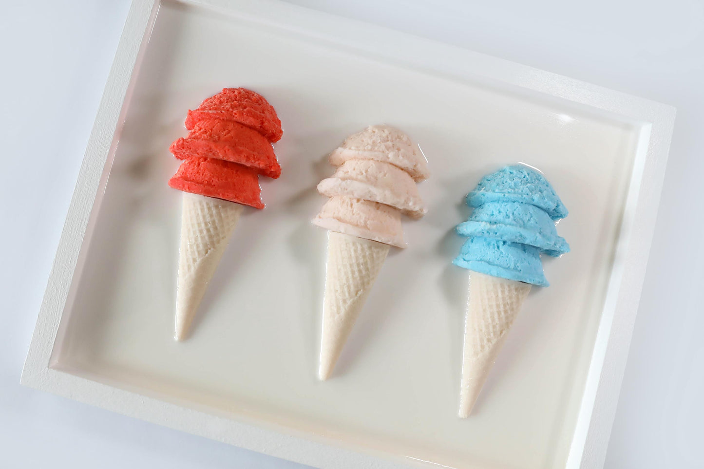 Vibrant Resin Ice Cream Artwork, Hand Crafted Resin Wall Art Collection