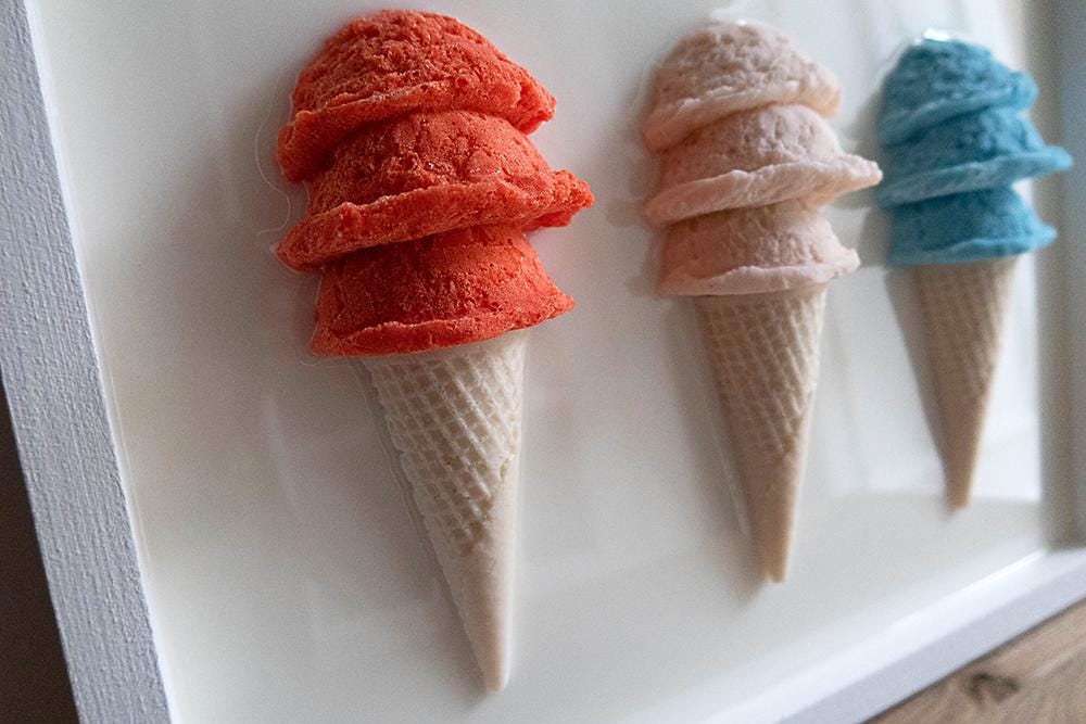 Vibrant Resin Ice Cream Artwork, Hand Crafted Resin Wall Art Collection