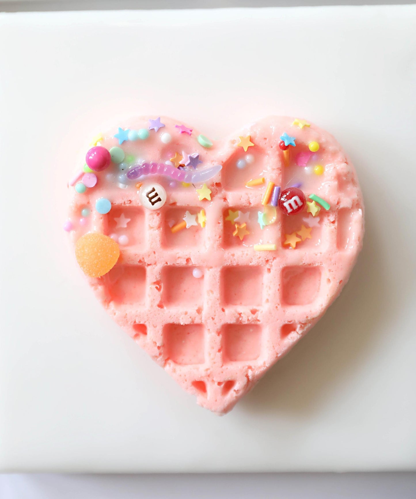 Heart Waffle Art , Cute Resin Wall Decor with Candy & Sprinkles, Adorable Kitchen Accent, Perfect Sweet Treat Gift