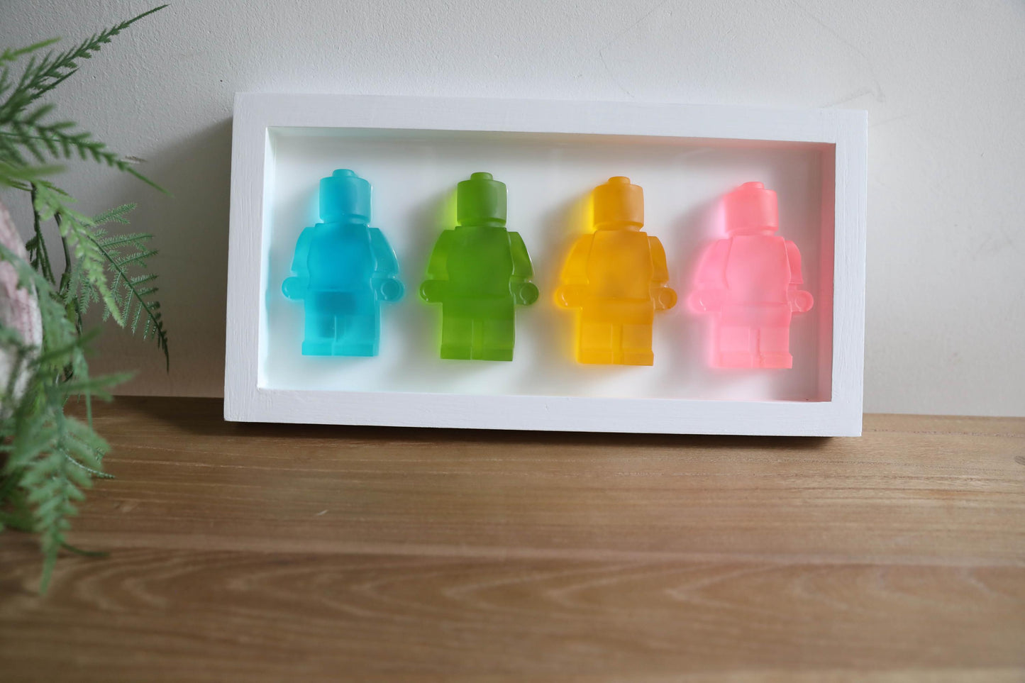 Robot men art framed kids wall art, pretty colours children’s artwork for playroom decoration, unique gift for boys and girls