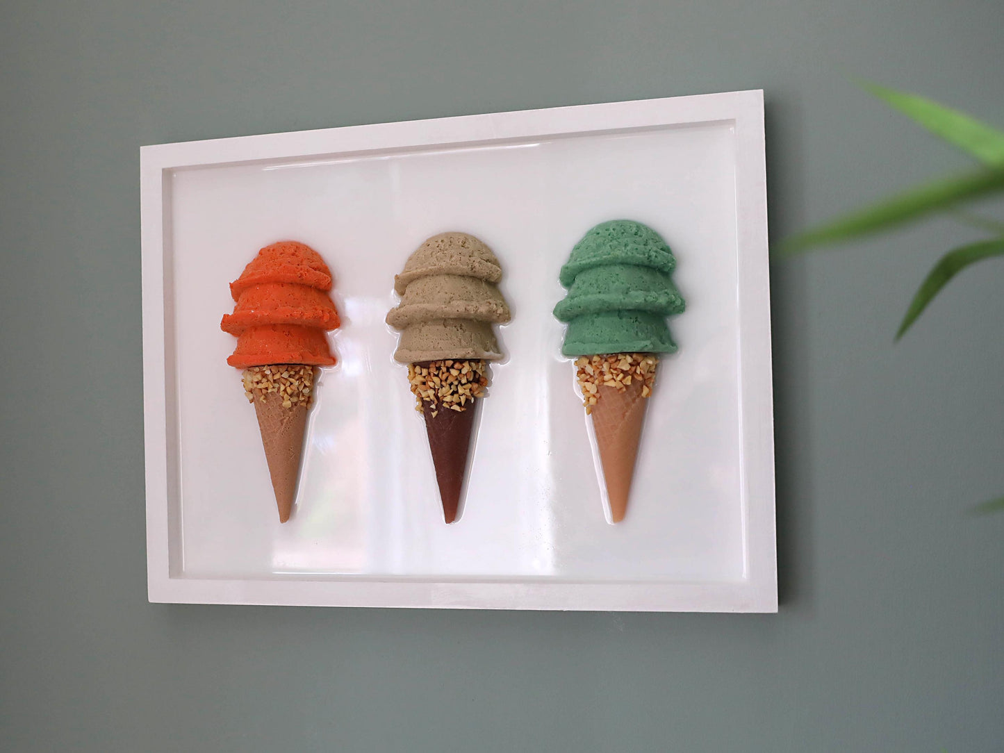 Whimsical Ice Cream Wall Art, Handcrafted Triple Scoop Decor, Sweet Touch for Dining Rooms, Ideal Birthday Gift