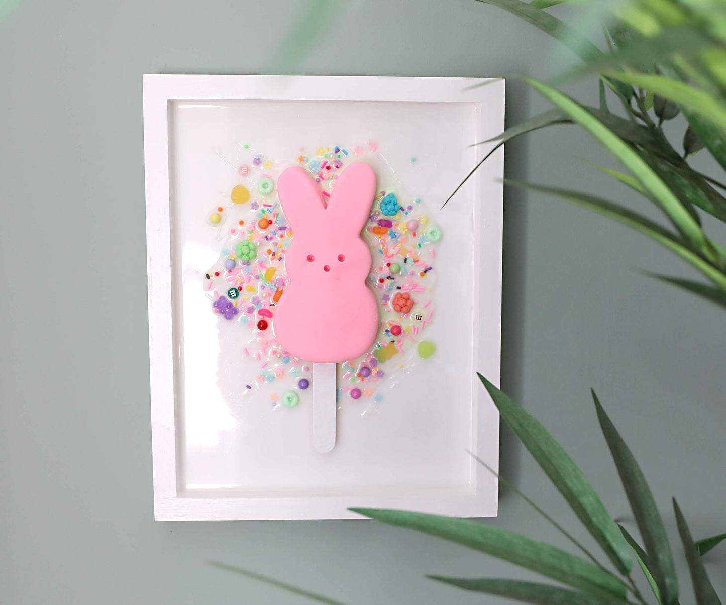 Pink Bunny Wall Art - Adorable Marshmallow Bunny Popsicle Wall Decor for Kids' Rooms, Fun Gift for Baby Showers & Nursery Decor