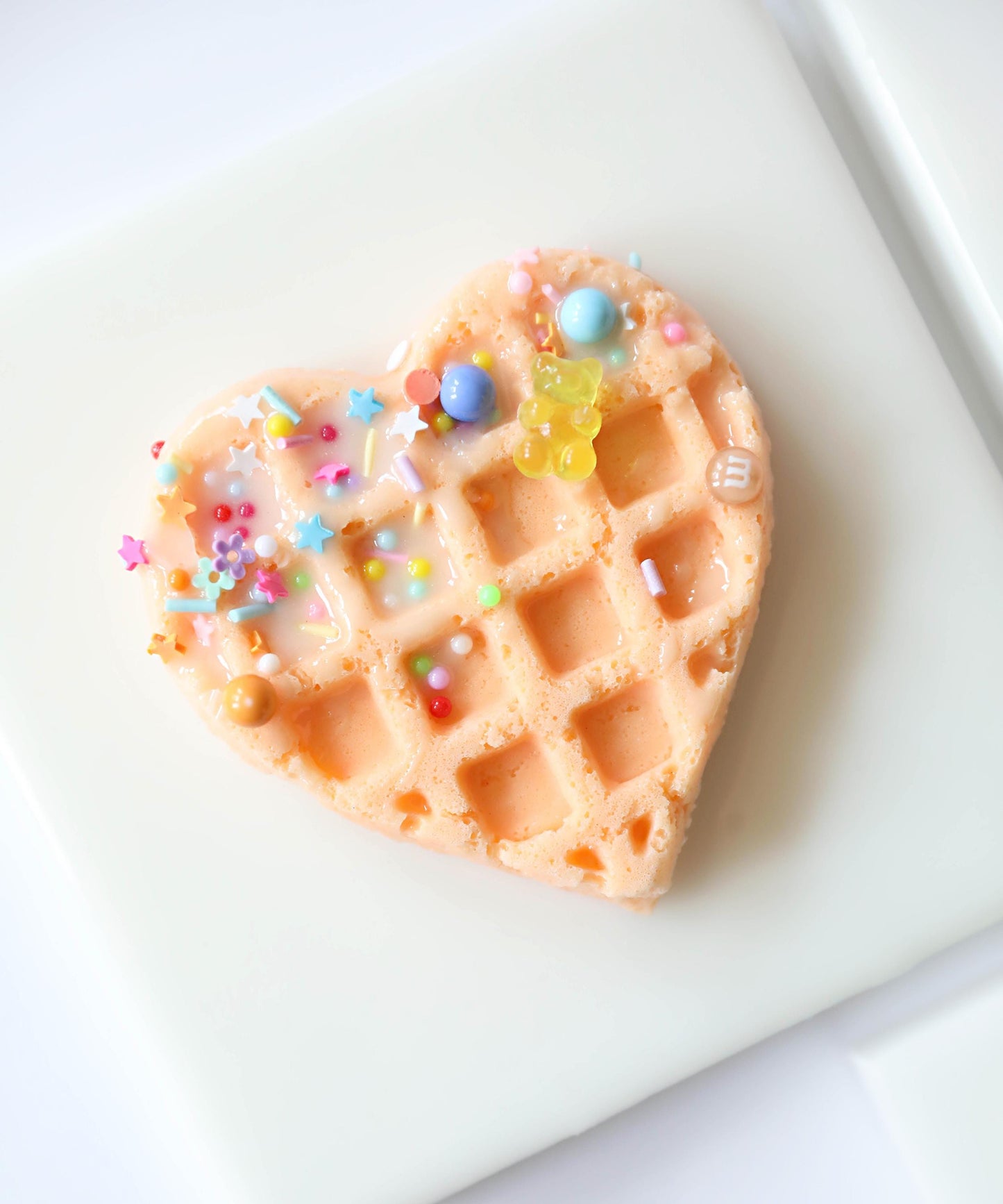 Heart Waffle Art , Cute Resin Wall Decor with Candy & Sprinkles, Adorable Kitchen Accent, Perfect Sweet Treat Gift