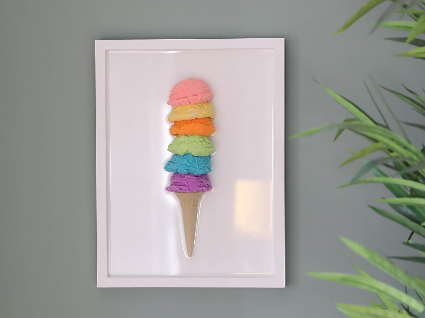 Multi Colour 6 Tier Resin Ice Cream Wall Art - Stunning Glitter-Embedded Artwork for Home Decor - Perfect Gift for Fun Spaces