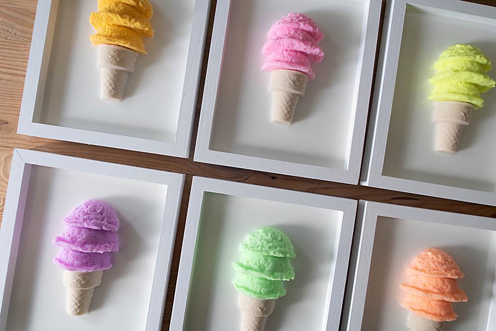 3D Ice Cream Art, Vibrant Crowned Kids Room Decor, Playroom Accent Gift for Child’s Birthday
